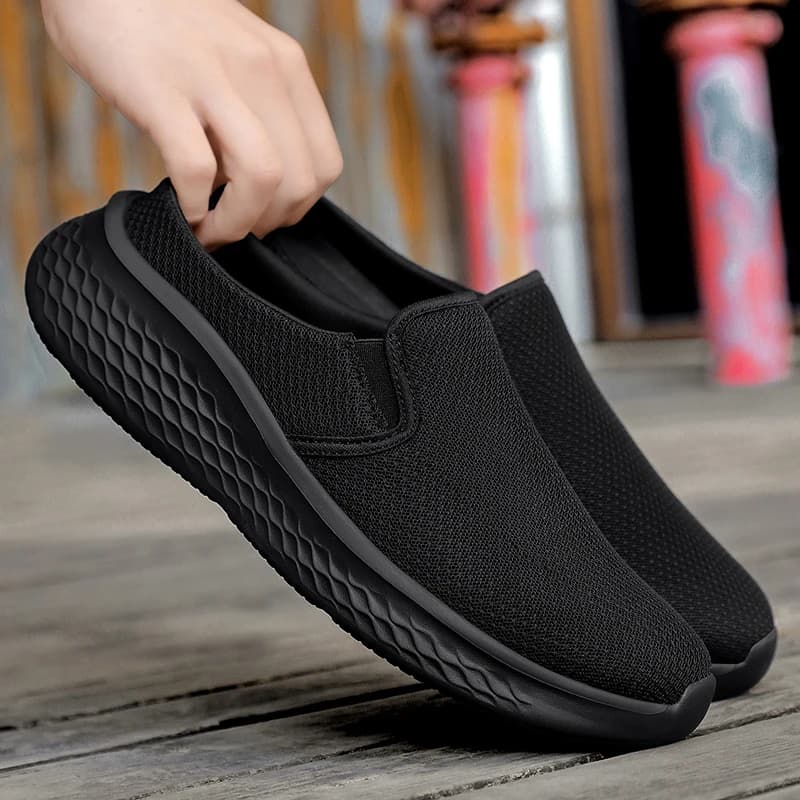 Mesh Open Back Casual Shoes Half Shoes for Men Mules Platform Closed-toe Loafers Slippers Summer Slides Sandal Slip On Flats