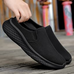 Mesh Open Back Casual Shoes Half Shoes for Men Mules Platform Closed-toe Loafers Slippers Summer Slides Sandal Slip On Flats