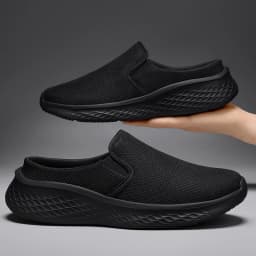 Mesh Open Back Casual Shoes Half Shoes for Men Mules Platform Closed-toe Loafers Slippers Summer Slides Sandal Slip On Flats
