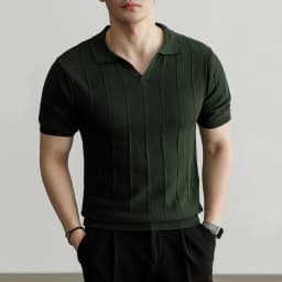 Spring and Summer New Luxury European Short-sleeved V-neck T-shirt Men's Fashion Sweater