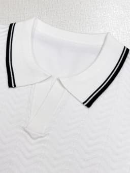 Summefashion Patchwork Knitted Polo Shirts Men Business Casual Turn Down Collar Knit Polos Male Vintage Short Sleeve Tees Tops