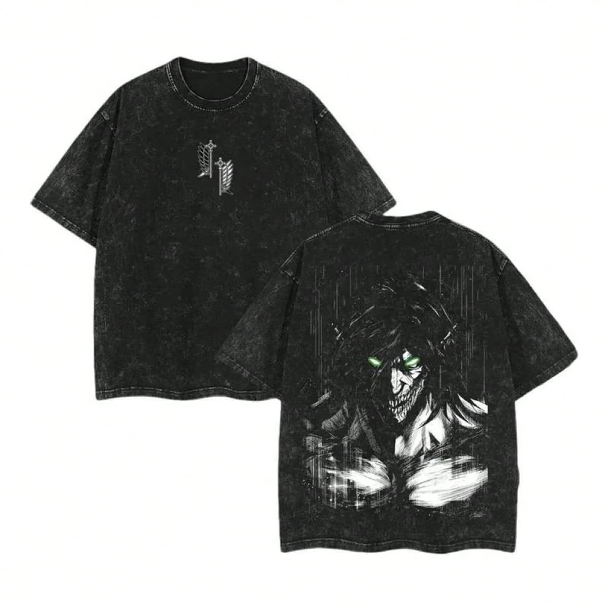 2026 New "Attack on Titan" Animated Version Printed Vintage Cotton Washed Men's and Women's Tops, Harajuku Style Summer