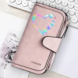 Heart-Shaped Animal Paw Butterfly Print Design Women Wallets Card Coin Wallet for Girls Purse ID Wallets Female Coin Purse Gift