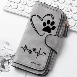 Heart-Shaped Animal Paw Butterfly Print Design Women Wallets Card Coin Wallet for Girls Purse ID Wallets Female Coin Purse Gift