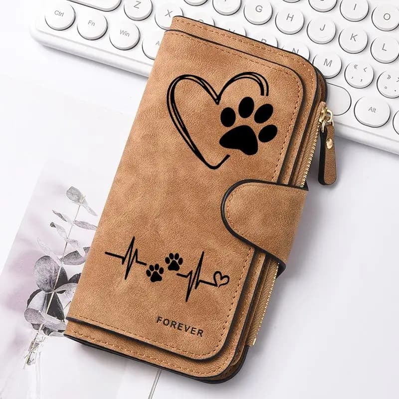 Heart-Shaped Animal Paw Butterfly Print Design Women Wallets Card Coin Wallet for Girls Purse ID Wallets Female Coin Purse Gift