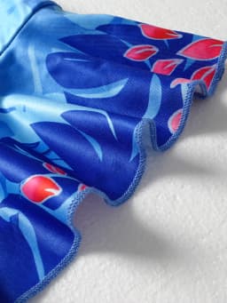Women's Cami Mini Dress Blue Tropical Floral Print Spaghetti Strap Ruched Ruffle Hem Bodycon Summer Beach Party Mini Dress