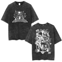 Anime Jojo Bizarre Adventure Dio Brando The World Vintage Acid Washed T Shirts Men Women Cotton Casual Short Sleeves T-shirts
