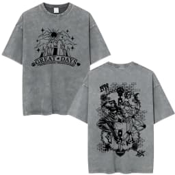 Anime Jojo Bizarre Adventure Dio Brando The World Vintage Acid Washed T Shirts Men Women Cotton Casual Short Sleeves T-shirts