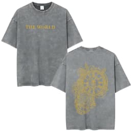 Anime Jojo Bizarre Adventure Dio Brando The World Vintage Acid Washed T Shirts Men Women Cotton Casual Short Sleeves T-shirts
