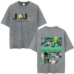Anime Jojo Bizarre Adventure Dio Brando The World Vintage Acid Washed T Shirts Men Women Cotton Casual Short Sleeves T-shirts