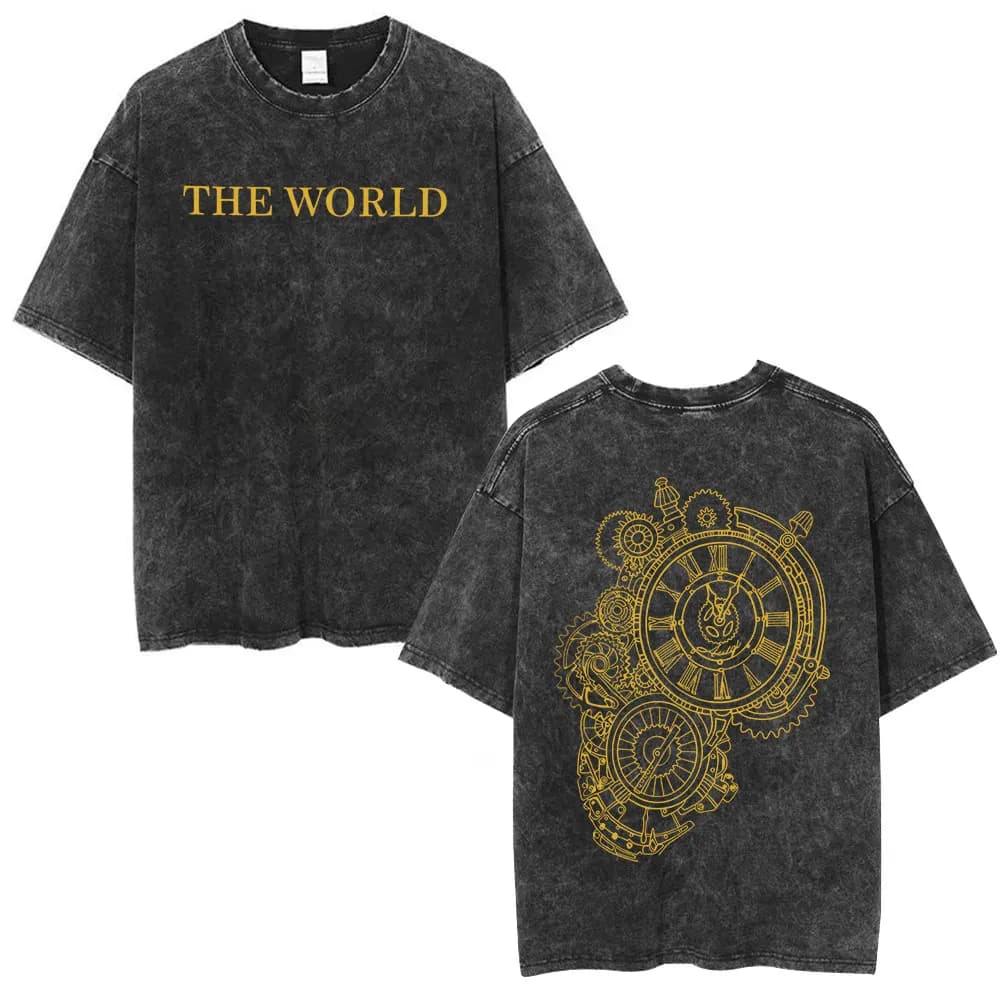 Anime Jojo Bizarre Adventure Dio Brando The World Vintage Acid Washed T Shirts Men Women Cotton Casual Short Sleeves T-shirts