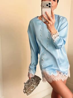 Women Satin Lace Patchwork Dress Long Sleeve O-neck Casual 2026 Spring Female Dresses Casual Solid Beach Robe not contain pearls