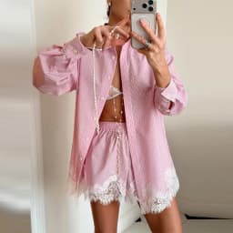 Women Satin Lace Patchwork Dress Long Sleeve O-neck Casual 2026 Spring Female Dresses Casual Solid Beach Robe not contain pearls