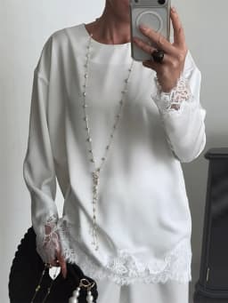 Women Satin Lace Patchwork Dress Long Sleeve O-neck Casual 2026 Spring Female Dresses Casual Solid Beach Robe not contain pearls