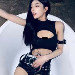 Sexy hollow out exposed navel women's jumpsuit, slim fit backless high neck sleeveless black jumpsuit