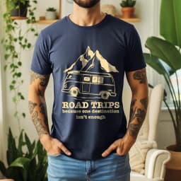 2026 Summer 100% Cotton Road Trips Graphic Oversized Tee Road Trips Camper Van Outdoor Themed Short Sleeve