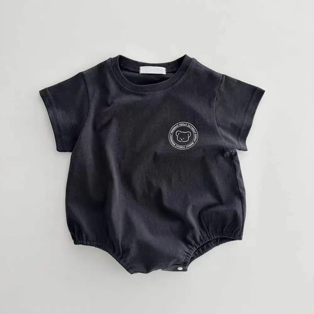 HY23087 Summer Cartoon Bear Onesie Thin Triangle Baby Bodysuit Newborn Short Sleeve Crawling Suit Baby Clothes Toddler Outfit