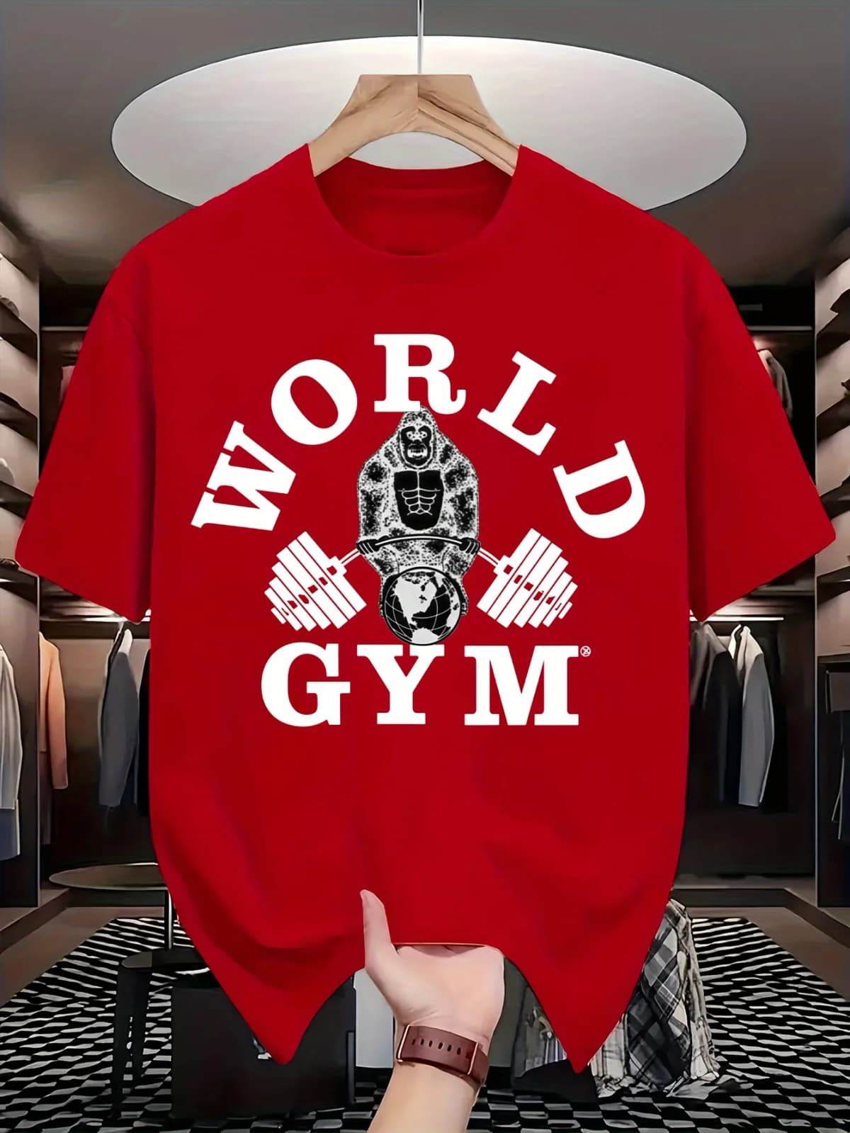 Gorilla Gym Men Cotton TShirt Casual Athletic Style Red Fitness Muscle Tee Summer Short Sleeve Workout Apparel 99 Characters