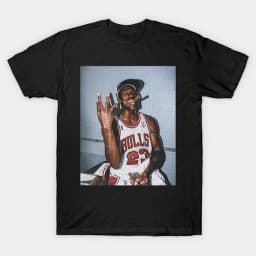 Man Black Cotton TShirt Basketball Player Vintage Casual Athletic Retro Style