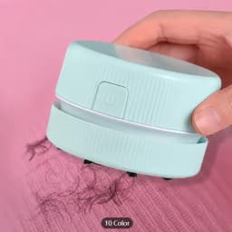 Mini Desk Vacuum Cleaner, Portable Desktop Cleaner for Crumbs/Paper/Eraser Debris, Battery-Powered with Brush, Cute Macaron Colo