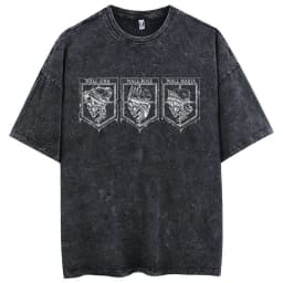2026 Anime Attack on Titan Eren Jaeger Printed T-shirt Men's and Women's Washed T-shirt High Quality Vintage Cotton T-shirt Top