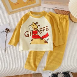 O-neck T-shirt Tops +Pants Pajamas Autumn Underwear Clothing Sets New Baby Boys Girls Warm Pajamas Kids Cute Cartoon Animal