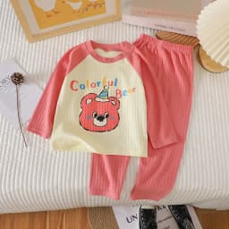O-neck T-shirt Tops +Pants Pajamas Autumn Underwear Clothing Sets New Baby Boys Girls Warm Pajamas Kids Cute Cartoon Animal