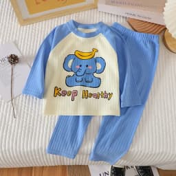 O-neck T-shirt Tops +Pants Pajamas Autumn Underwear Clothing Sets New Baby Boys Girls Warm Pajamas Kids Cute Cartoon Animal