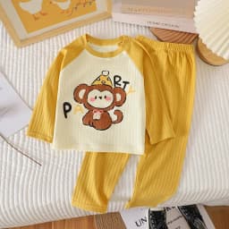 O-neck T-shirt Tops +Pants Pajamas Autumn Underwear Clothing Sets New Baby Boys Girls Warm Pajamas Kids Cute Cartoon Animal