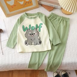 O-neck T-shirt Tops +Pants Pajamas Autumn Underwear Clothing Sets New Baby Boys Girls Warm Pajamas Kids Cute Cartoon Animal