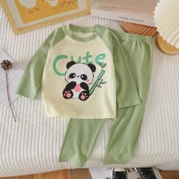 O-neck T-shirt Tops +Pants Pajamas Autumn Underwear Clothing Sets New Baby Boys Girls Warm Pajamas Kids Cute Cartoon Animal