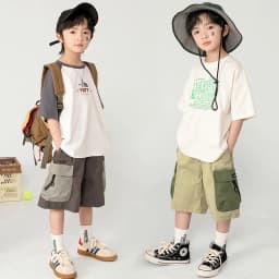 New Teens Boys Summer Cargo Shorts 3-12 Years Kids Fashion Zipper Pocket Knee-length Pants Casual Outdoor Thin Cotton Trousers