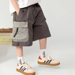New Teens Boys Summer Cargo Shorts 3-12 Years Kids Fashion Zipper Pocket Knee-length Pants Casual Outdoor Thin Cotton Trousers