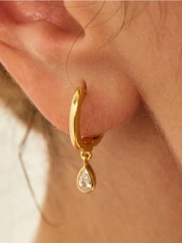 925 Sterling Silver Multicolored Water Drop Shaped Zircon Hoop Earrings For Women Anniversary Fashion High Quality Fine Jewelry