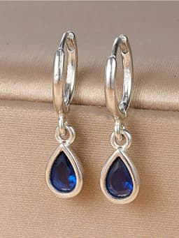 925 Sterling Silver Multicolored Water Drop Shaped Zircon Hoop Earrings For Women Anniversary Fashion High Quality Fine Jewelry