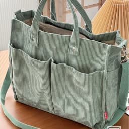 Corduroy Crossbody Tote Bag Stylish Commuter Shoulder Bag with Multiple Spacious Pockets Handbag for Women