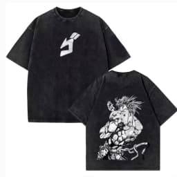 Anime JoJo's Bizarre Adventure Tshirt Men Short Sleeve Clothing Vintage Washed Cotton Tee Retro Manga T Shirt Harajuku T-shirt