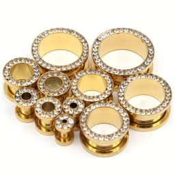 1 Pair Double Flare Stainless Steel Tunnel Specification Screw Gemstone Rhinestone Tunnel Plug Tensioner Jewelry 8G-5/8"