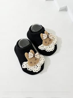 3/5 Pairs of Child Cute Little Rabbit Decorative Plain-Color Boat Socks, Ankle Socks Are Suitable for 0-24m Babies for Daily Wear