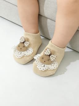 3/5 Pairs of Child Cute Little Rabbit Decorative Plain-Color Boat Socks, Ankle Socks Are Suitable for 0-24m Babies for Daily Wear