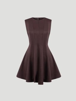 Women Mini Dress Sleeveless Crew Neck Seamed Waist A-Line Dress Chic Spring Summer Casual Date Brunch Club Night Party Dresses
