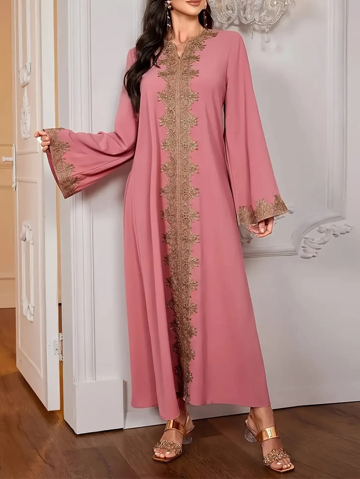 2026 casual and elegant style - lace solid color loose long sleeved dress and long skirt, suitable for daily travel