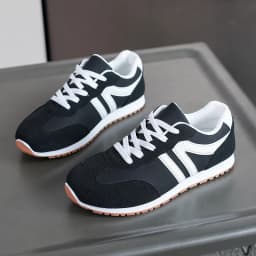 Women's Lightweight Casual Sneakers Fashion Non Slip Lace Up Sports Shoes for Women Striped Pattern Comfortable Walking Shoes