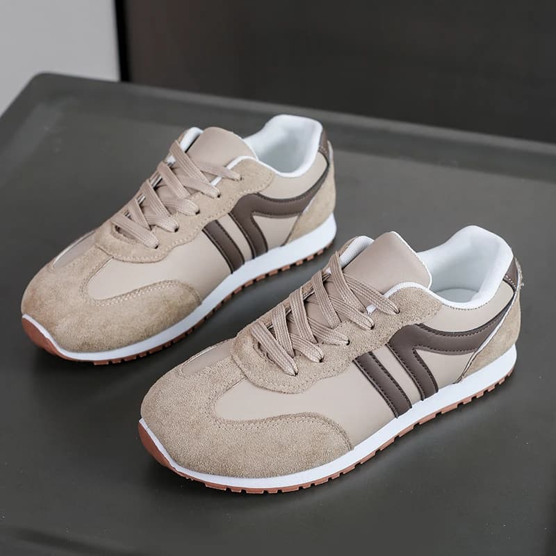 Women's Lightweight Casual Sneakers Fashion Non Slip Lace Up Sports Shoes for Women Striped Pattern Comfortable Walking Shoes