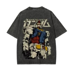 2026 Gundam Anime Printed T-shirt Men's and Women's Washed T-shirt High Quality Vintage Cotton T-shirt Harajuku Y2K Tops