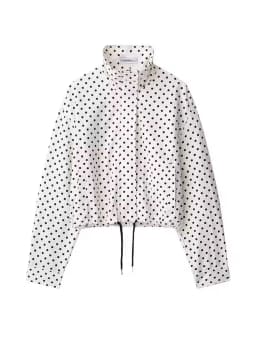 Womens Polka Dot 2 Piece Set Casual Stand Collar Long Sleeve Crop Top And High Waist Shorts Outfit Spring Fashion Streetwear
