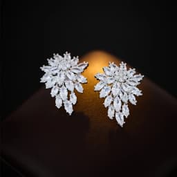 Spring and summer new high-grade delicate micro-inlaid zircon snowflake earrings female s925 silver needle niche design earrings