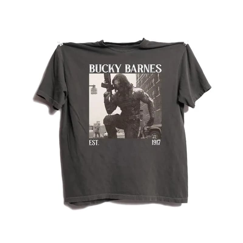 Neutral retro unisex T-shirt with printed pattern suitable for daily casual short sleeved Bucky Barnes Winter Soldier FanT-shirt