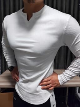 Men's Fashion Fitness Sports Long Sleeve T-Shirt Retro Outdoor Home V-Neck Spring Summer Gym Fitted Clothing
