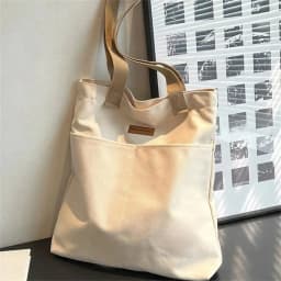 Women's Large Capacity Canvas Tote Bag with Sewing Thread Convenient Practical Commuter Handbag Advanced Sense Female's Bag